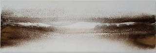 Friederike Zech, „OXYD 8", Gesso, Eisenstaub und Ocker auf Leinen, UV-Varnish, 40 x 125 cm