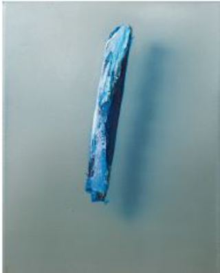BLAUER STRICH (MARMORIERT), 2021, 30 x 24 cm, Öl auf Leinwand, 1100€